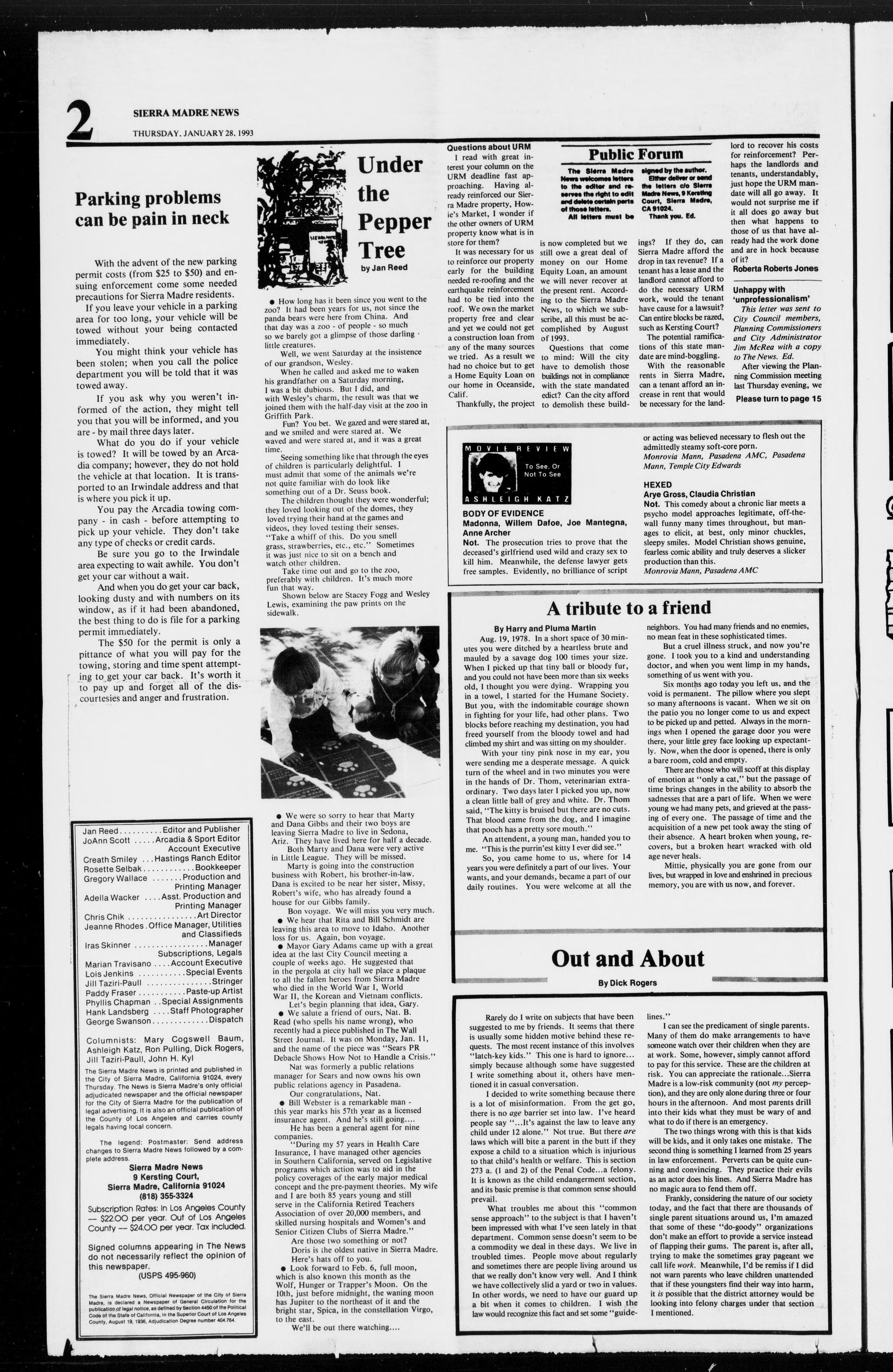 Sierra Madre News 1993-01-28 | California Revealed